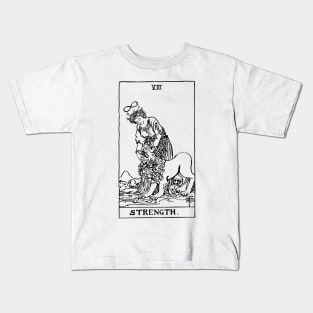 Strength Tarot in black Kids T-Shirt